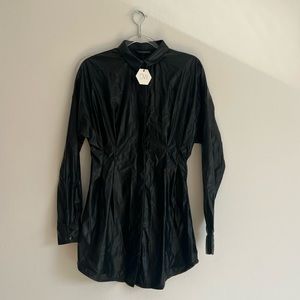 Ow Intimates Ella button up Shirt Dress In Black pleather. $110 size medium